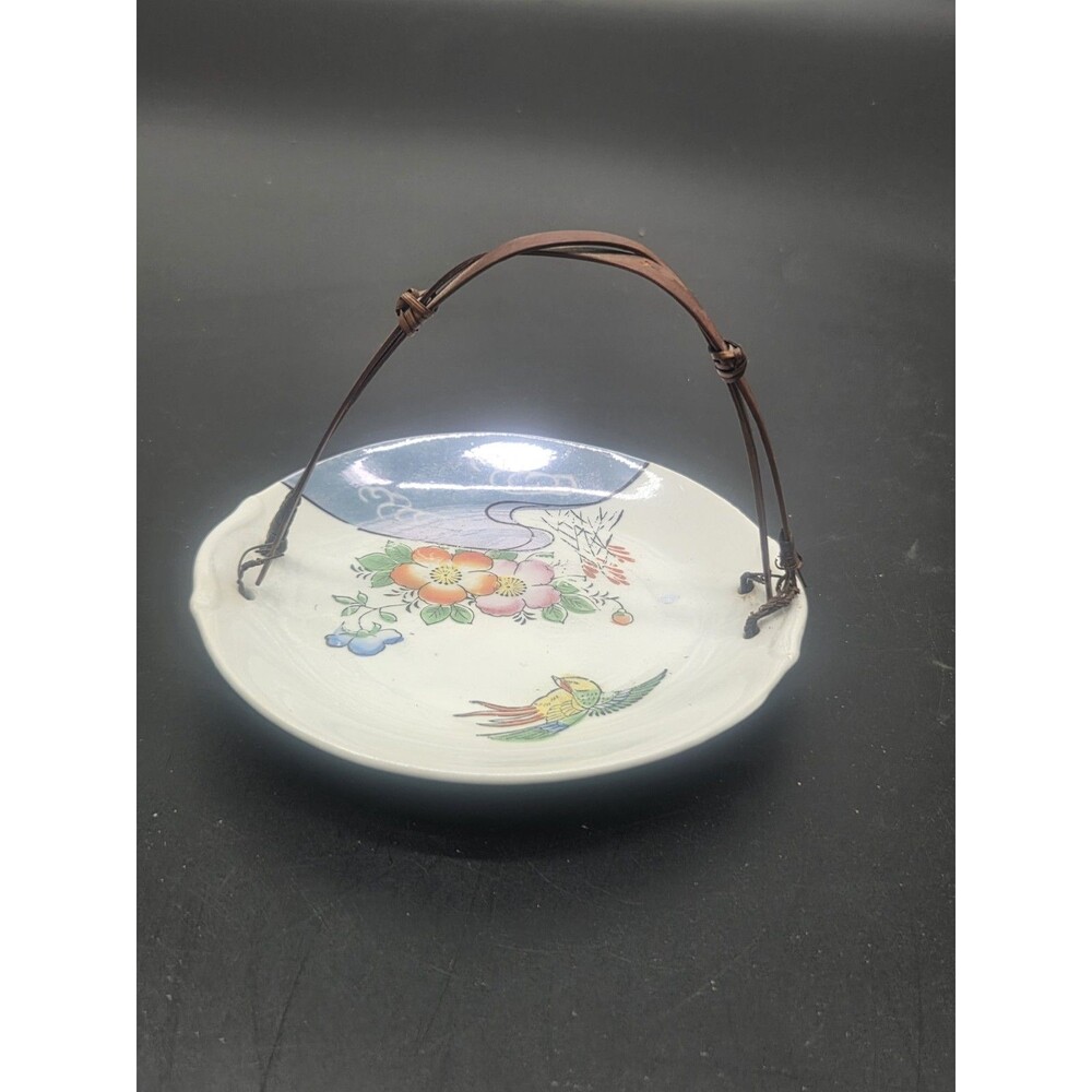 Vintags 1950s Hand Painted Porcelain Dish Japan Hummingbird